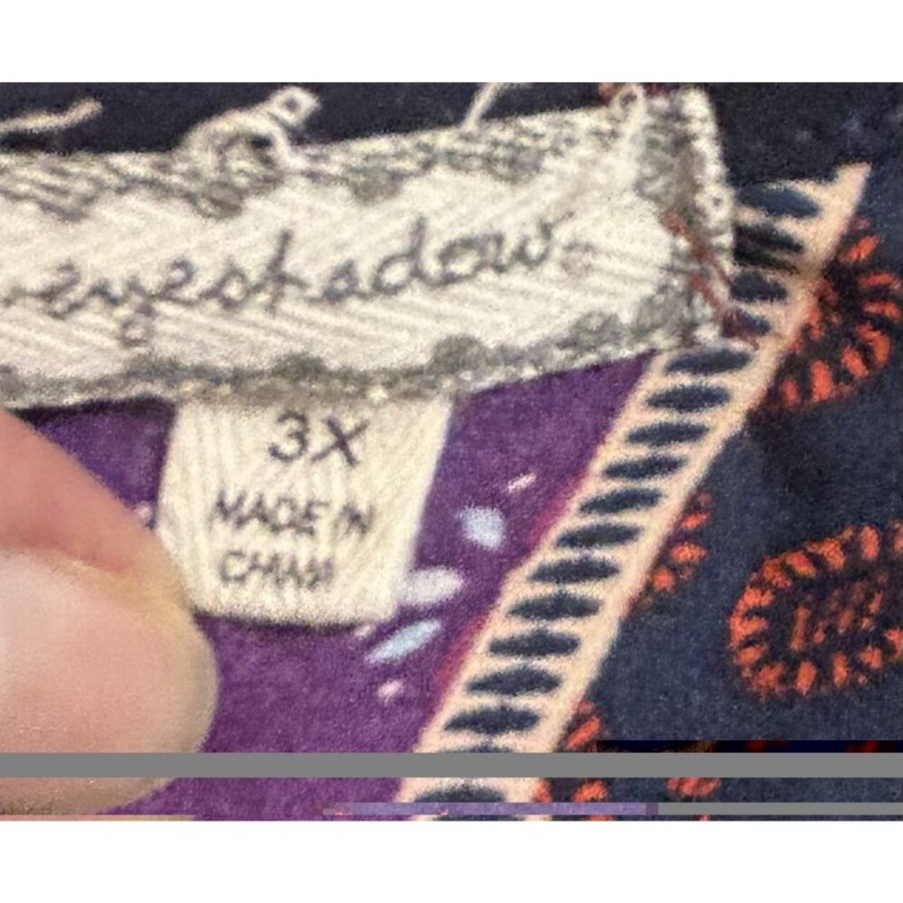 Women’s Size 3X Mix Print Embroidered Popover Blouse Boho Lagen Look Work Travel - Picture 2 of 13